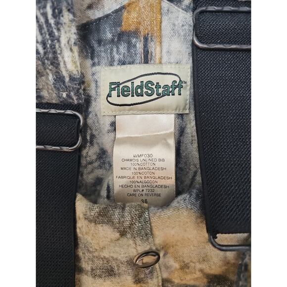 Field Staff Overalls Men's 36 Green Camo Mossy Oak Bib Hunting Cargo Cotton - Picture 2 of 4
